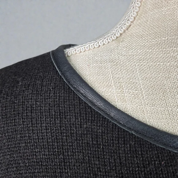 Stella Carakasi Small Black Tunic Sweater Assymetrical Hem Leather Back Womens - Picture 13 of 16